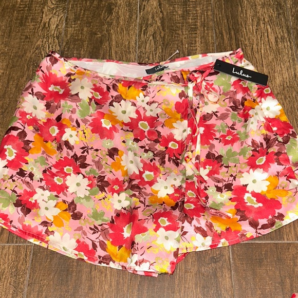 Lulus Pants - Lulus Floral Skort NWT Size L | Pink Orange Summer Shorts Skirt